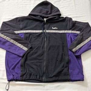 Vintage FedEx Zipper Purple & Black Fleece Sweatshirt Size XL Used (flaws)